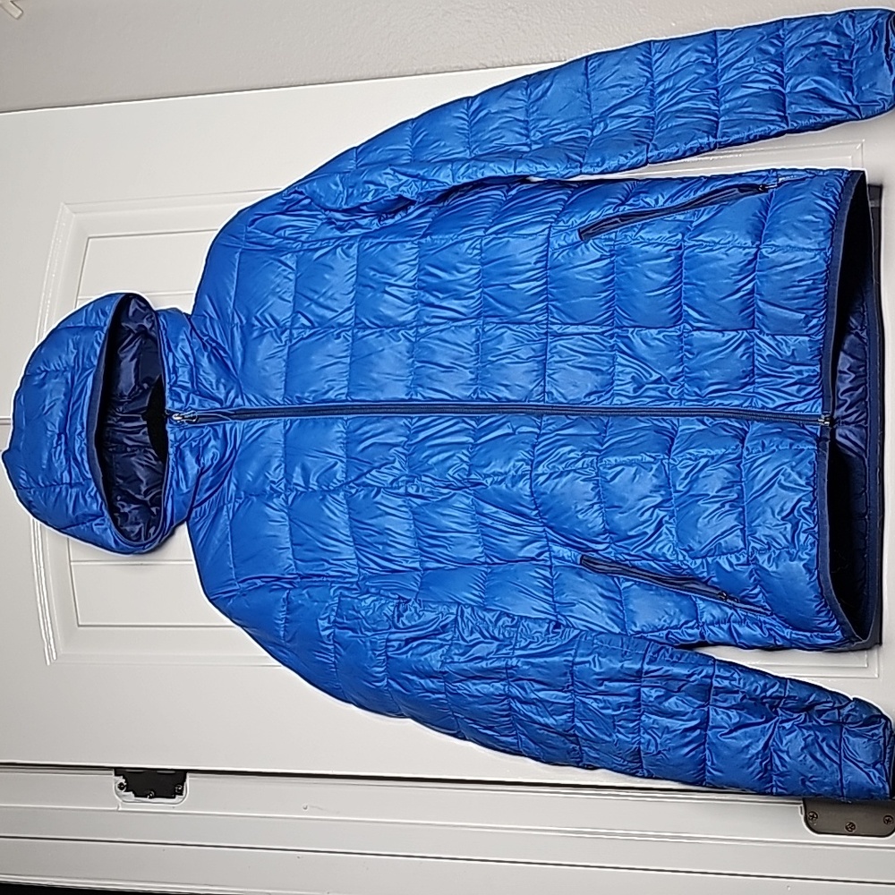 REI medium blue down jacket
